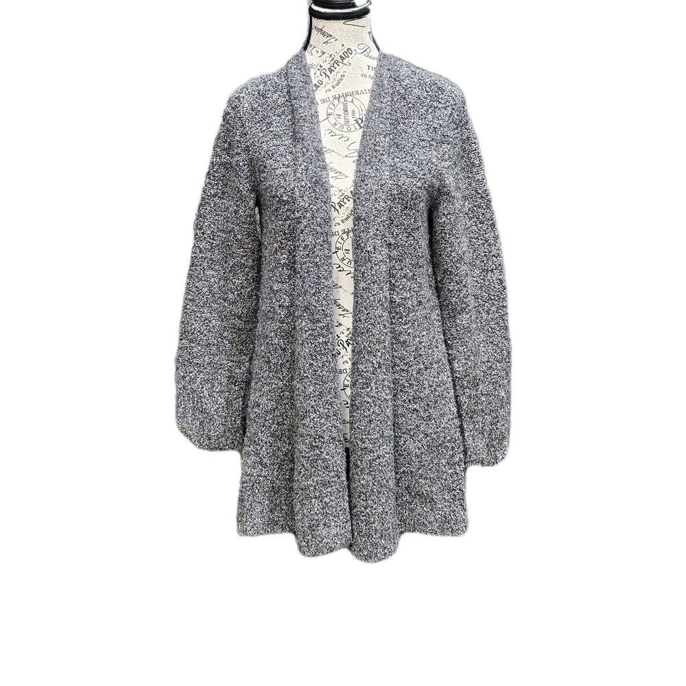 Eileen Fisher Cardigan Women M Grey Mélange Wool Cashmere Knit Quiet Luxury Prep